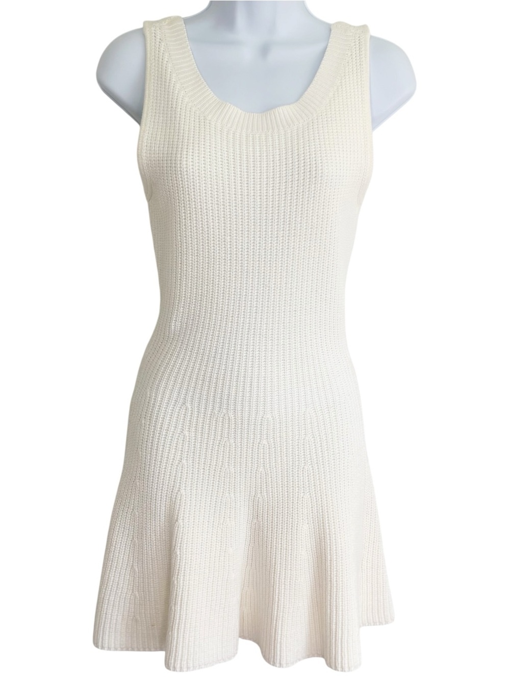 LOVERS + FRIENDS Cream Knit Mini Dress Low Back Sleeveless Fit Flare XS